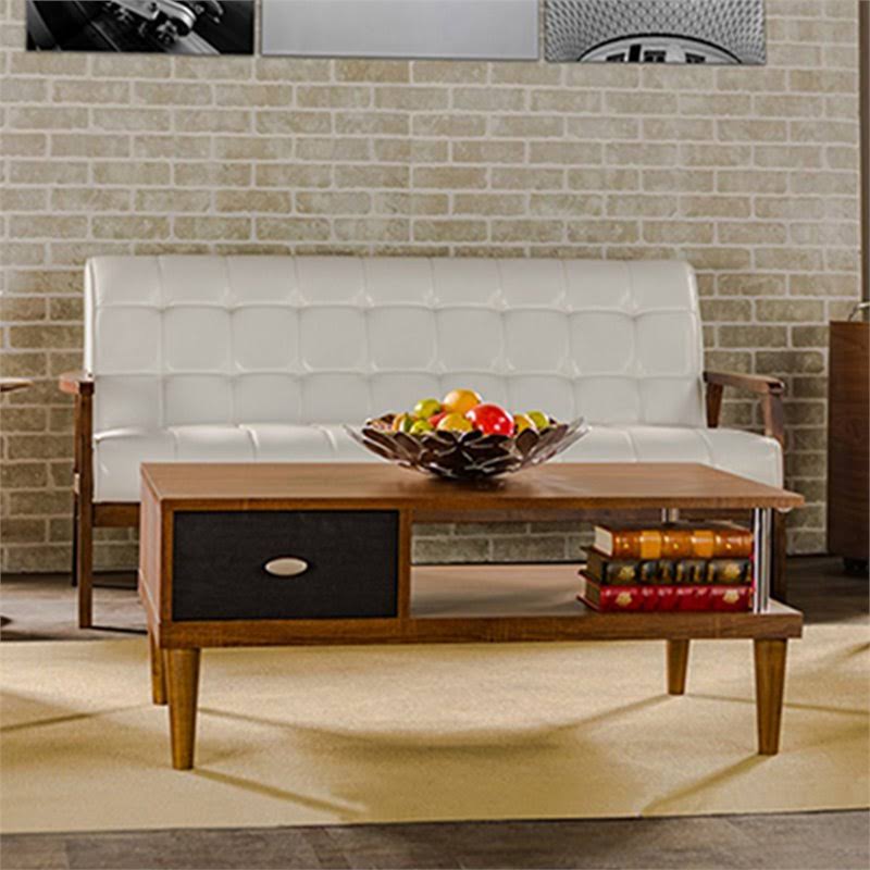 White Faux Leather Tufted Sofa S5909