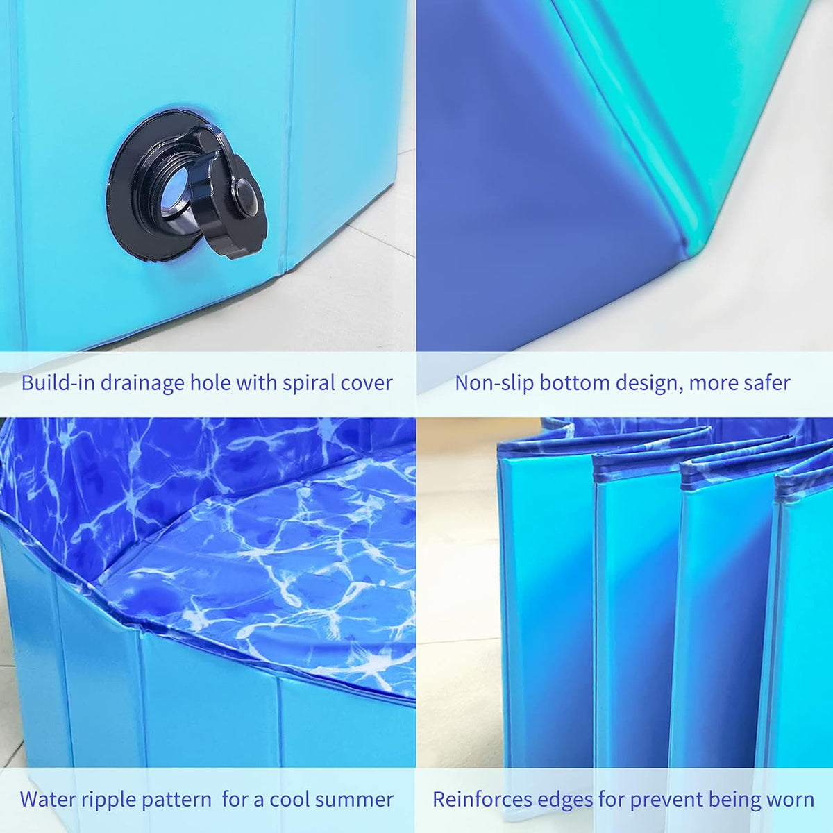 Collapsible Dog Pool with Non-Slip PVC Board L7006