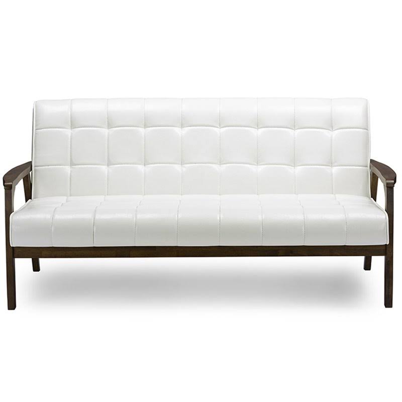 White Faux Leather Tufted Sofa S5909