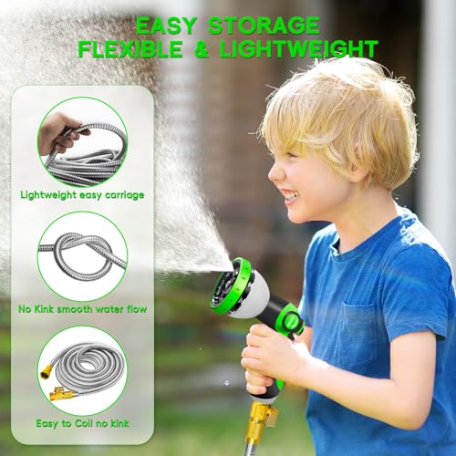 25 FT Non-Expandable Heavy-Duty Water Hose with 10-Function Nozzle W573261