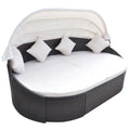 Patio Bed with Canopy Poly Rattan Brown V3200