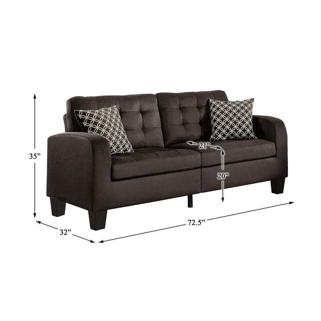 Chocolate Fabric Sofa with 2 Pillows M530
