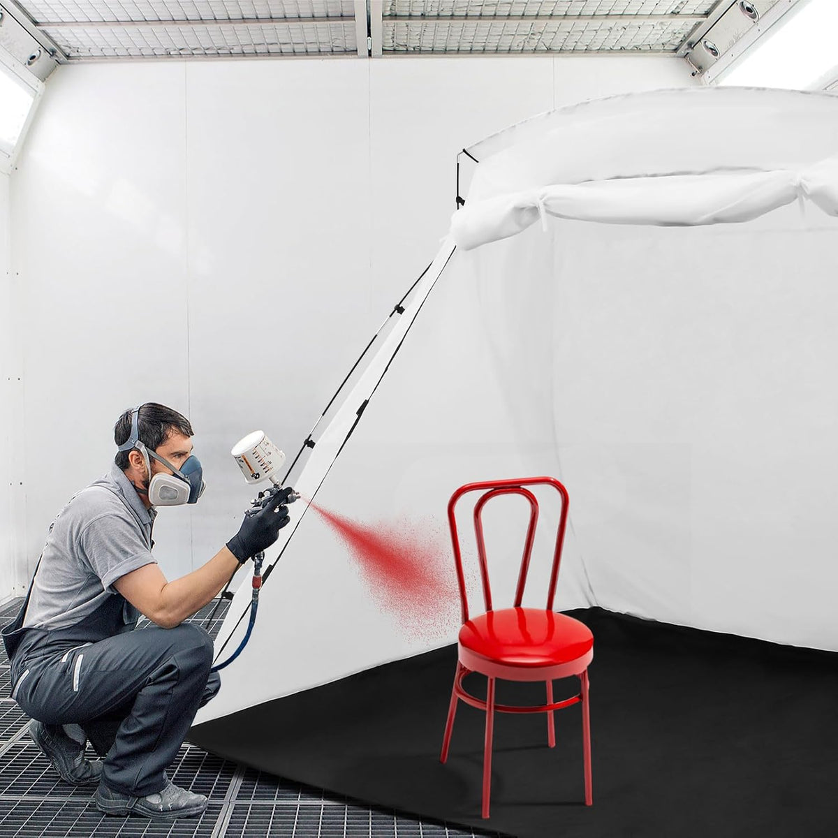 White 8.5 x 6 x 5.5 ft Portable Paint Booth Spray Paint Tent K34461