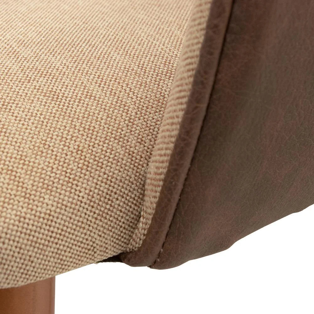 Brown Fabric Leather Accent Chair Set of 2 O568