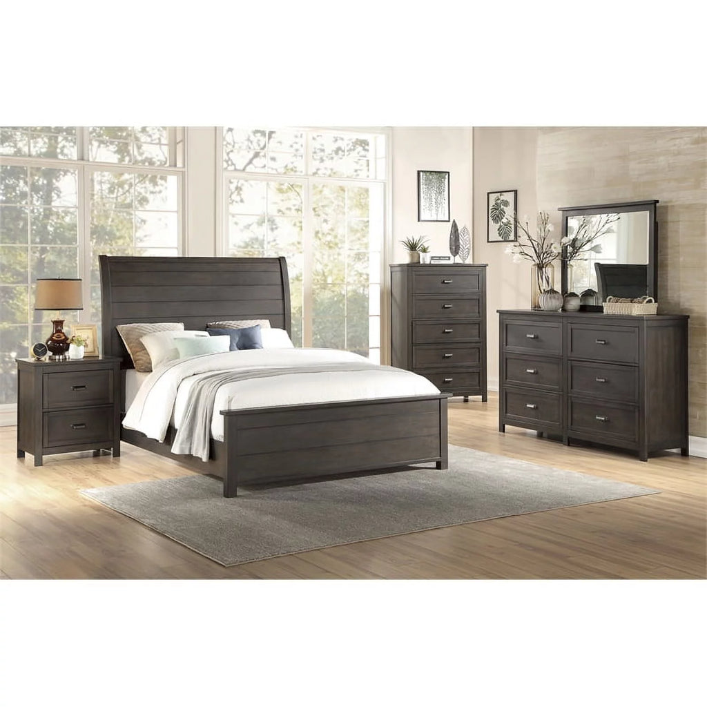 California King Sleigh Bed in Dark Cherry A8547