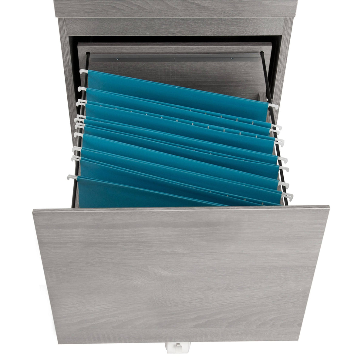 White Rolling Two Drawer Vertical Filing Cabinet with Lock M798