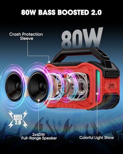 Bluetooth Wireless Speaker with Bass, 20H Playtime, IPX6 Waterproof (Black) K687