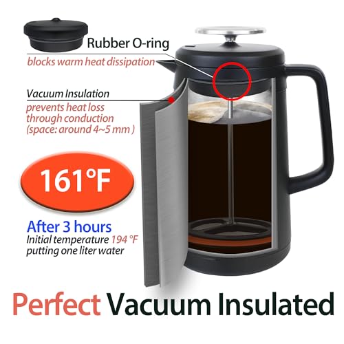 34oz Double Vacuum Insulation Stainless Steel French Press Coffee Maker J5135