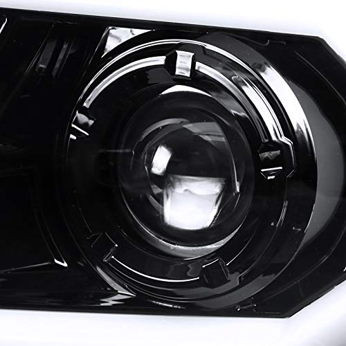LED Light Bar Chrome Housing Clear Lens Projector Headlights Left + Right Pair Headlamps Assembly F484953