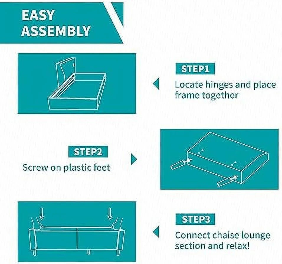 Convertible Sectional Sofa L Shaped Couch with Reversible Ottoman H415