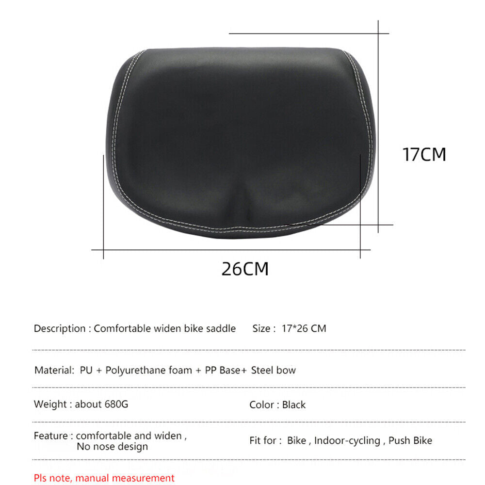 Black PU Pad Noseless Bicycle Seat Cushion W83548