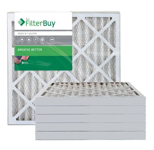 Silver MERV 8 25x25x2 Pleated AC Furnace Air Filter, Pack of 6 F58335