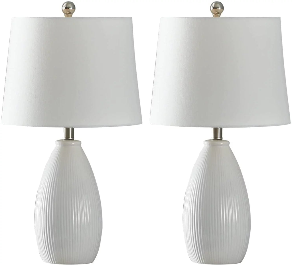 Table Lamps Set of 2 White Ceramic I193132