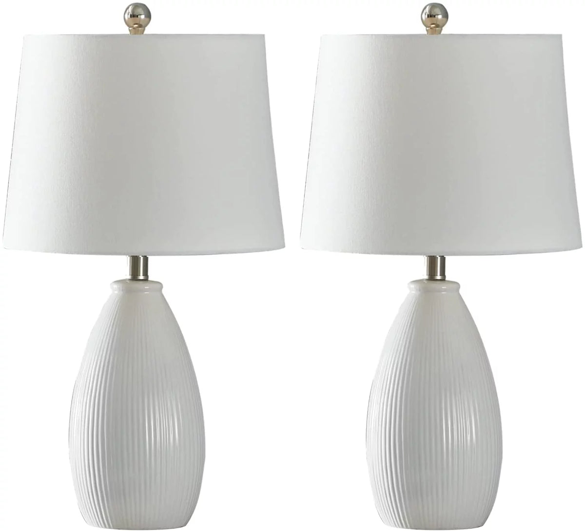 Table Lamps Set of 2 White Ceramic I193132