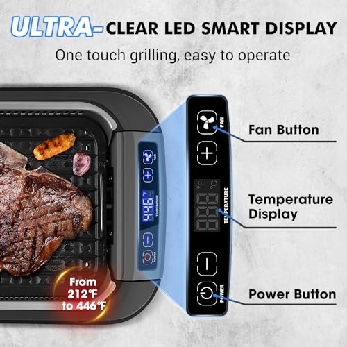 1500W Smokeless Indoor Grill with Lid, Non-stick Removable Grill Plate W192