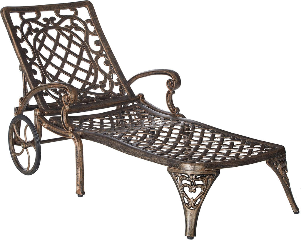 Antique Bronze Cast Aluminum Chaise Lounge E8477
