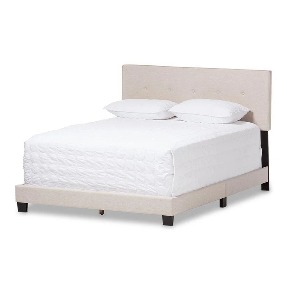King Size Tufted Low Profile Bed Light Beige L27755