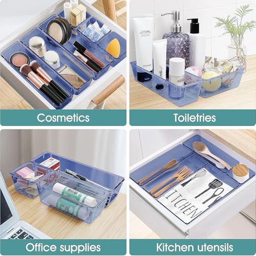 25 PCS Clear Plastic Drawer Organizer Set, 4 Sizes F12663
