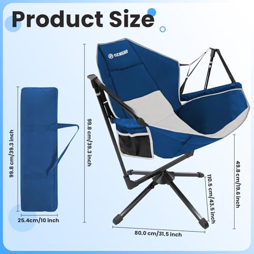 Blue Gray Swivel Reclining Camping Chair Z696784