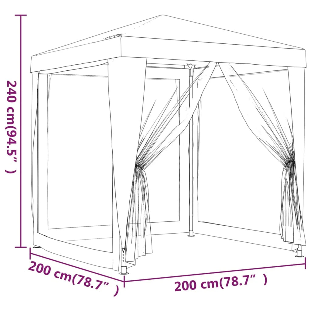 Blue Party Tent 4 Mesh Sidewalls 6.6'x6.6' HDPE D366