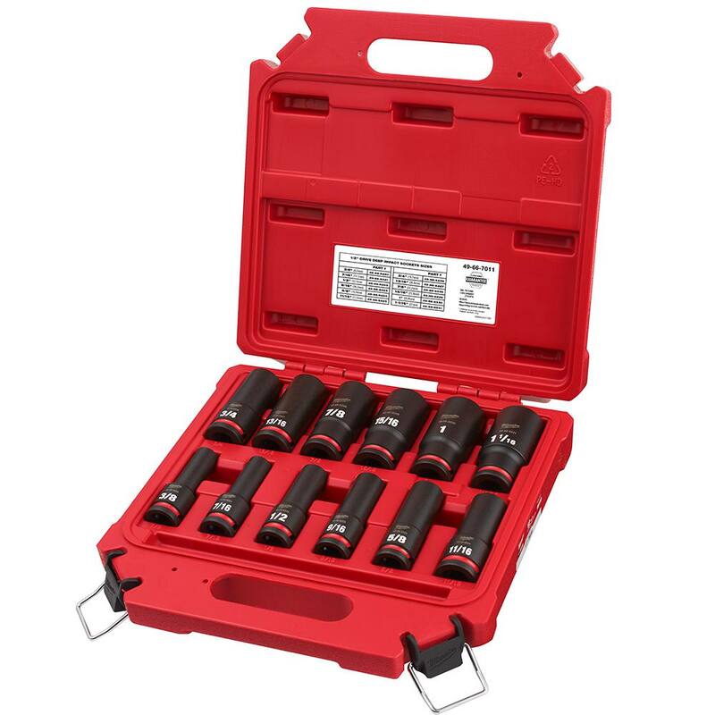 1/2 in. Drive SAE Deep Well Impact Socket Set 12-Piece B299328