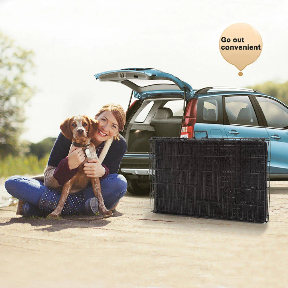 42x22 Pet Folding Dog Crate Kennel with ABS Tray B357