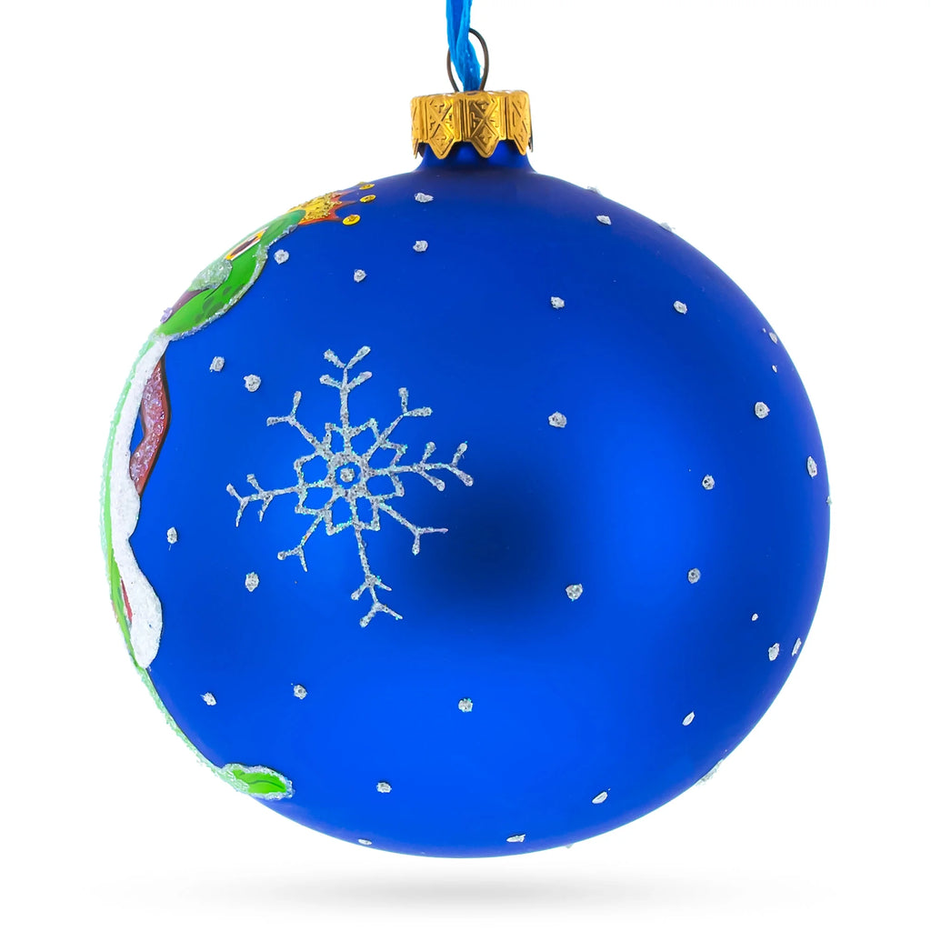 Hand-Blown Glass Ball Christmas Ornament 4 Inches Q7607