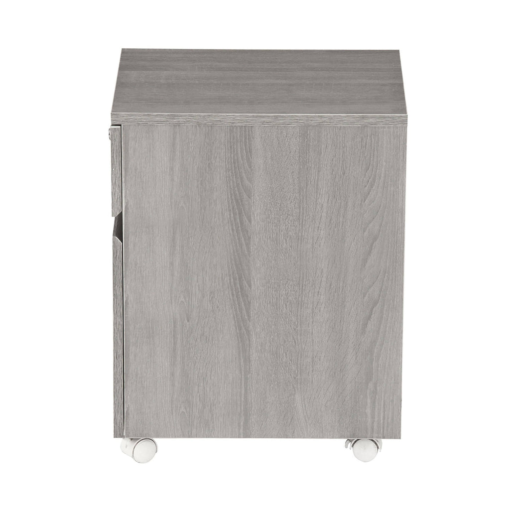 White Rolling Two Drawer Vertical Filing Cabinet with Lock M798