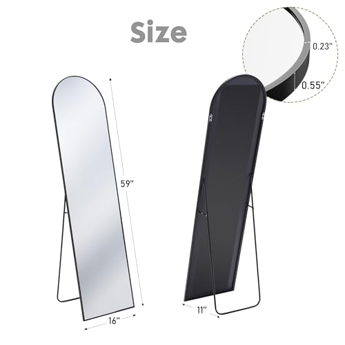 64"x21" Arched Full Length Mirror with Aluminum Alloy Thin Frame R699