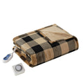 Tan Buffalo Check Heated Plush Throw 60x70" U45367