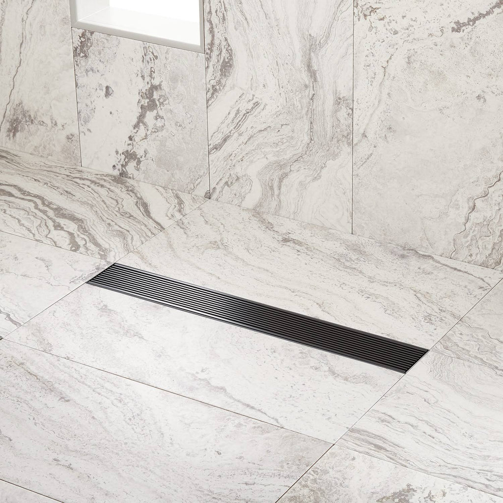 Oil Rubbed Bronze Linear Shower Drain with Flange A86364