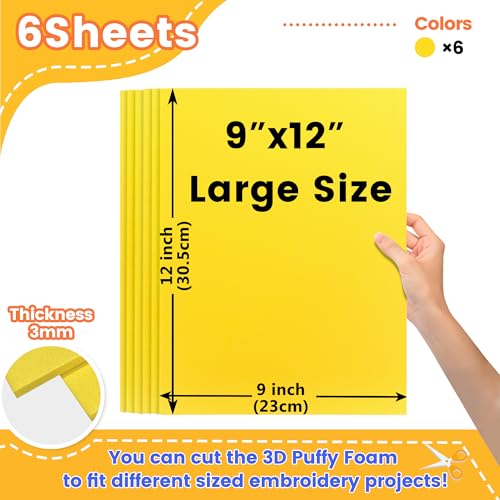 15 Pc 3mm Embroidery Puffy Foam 9"x12" Z389672
