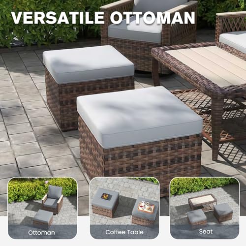 4 Pieces Wicker Patio Furniture Set with Ottomans O913576