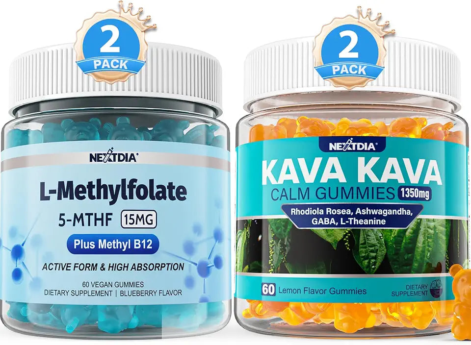 L-MethylFolate 15mg & Methylated Multivitamins, Kava Gummies K89508