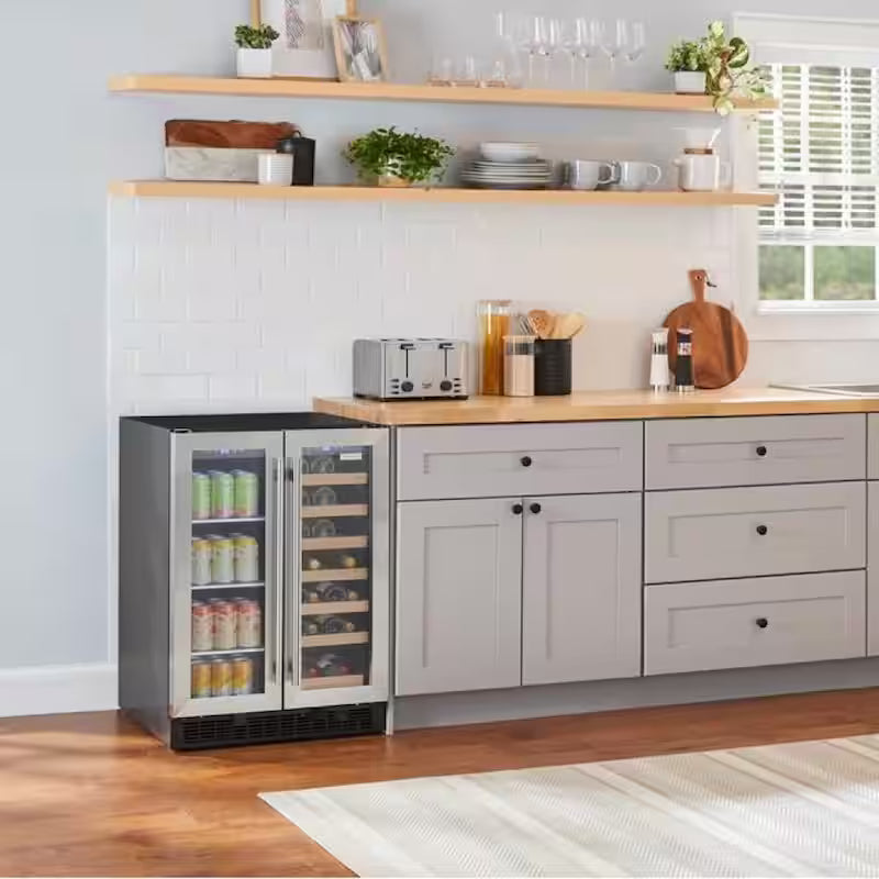24 in. Built-in 27-Bottle Wine and 60-Can Beverage Cooler in Stainless Steel M70120