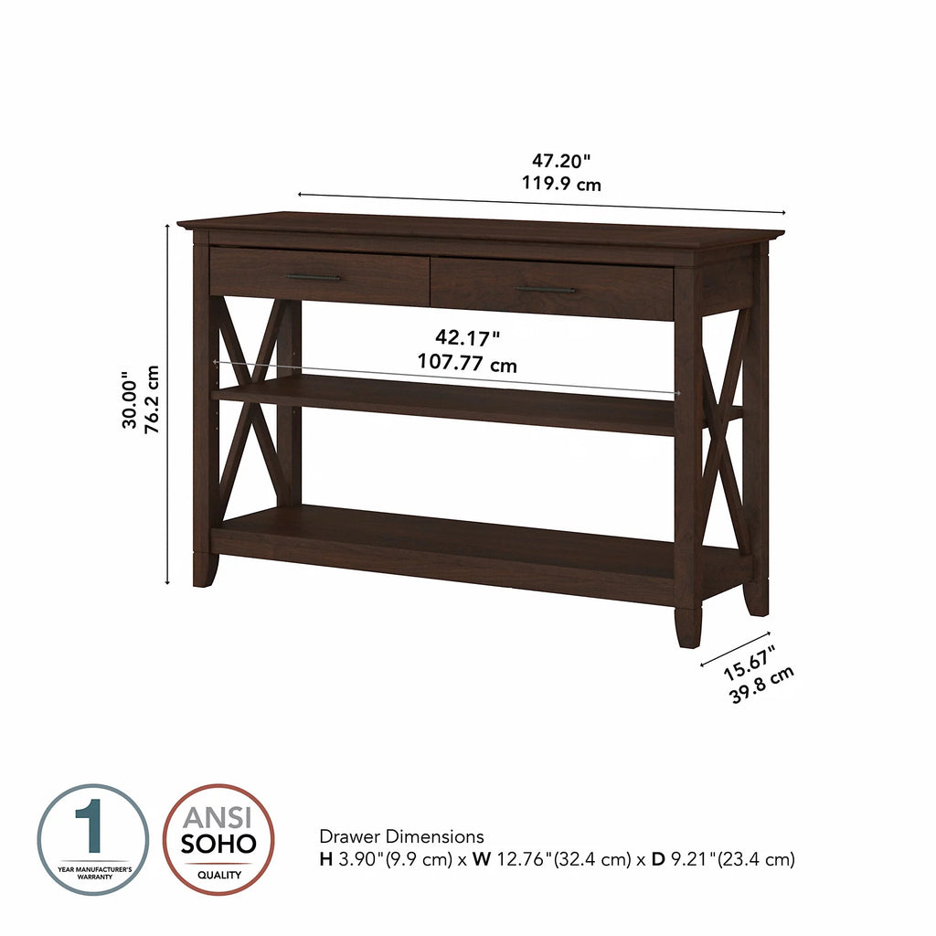 Bing Cherry Console Table with Drawers and Shelves R585