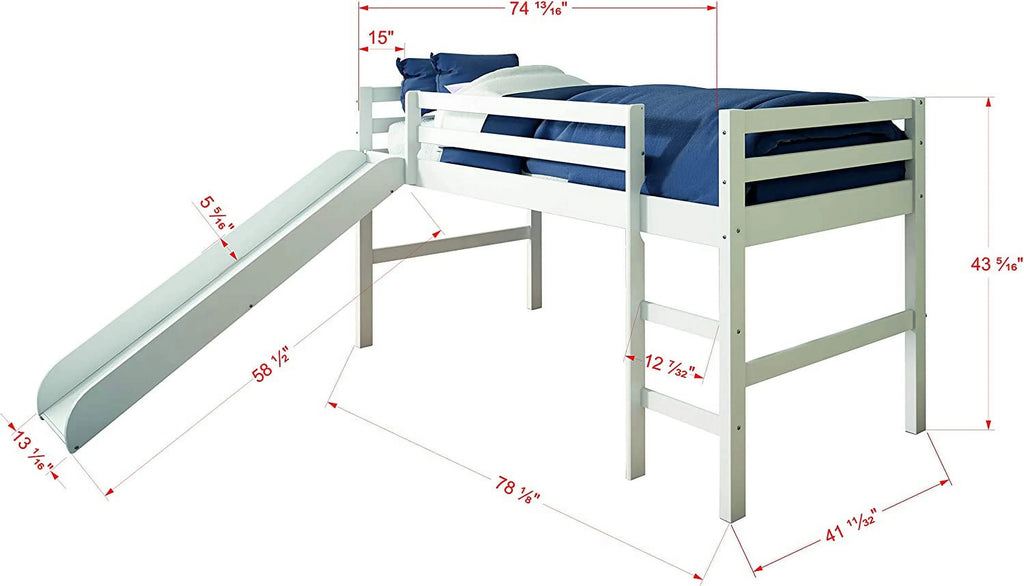 Twin Size Tent Loft with Slide & Slat-Kits Mattress Ready Light Espresso & Camo C67168