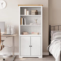 White and Brown Solid Wood Pine Bookcase Q155201