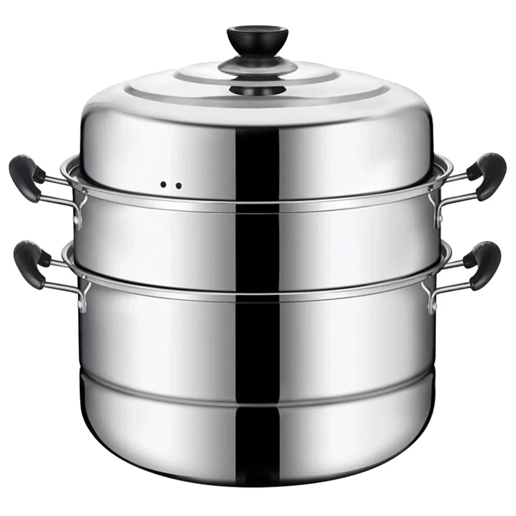 1pc Stainless Steel Three Layers Steamer Pot W950