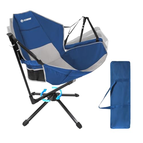 Blue Gray Swivel Reclining Camping Chair Z696784