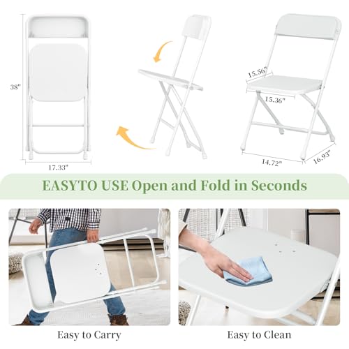 White 10 Pack Plastic Folding Chairs with Steel Frame Y11059