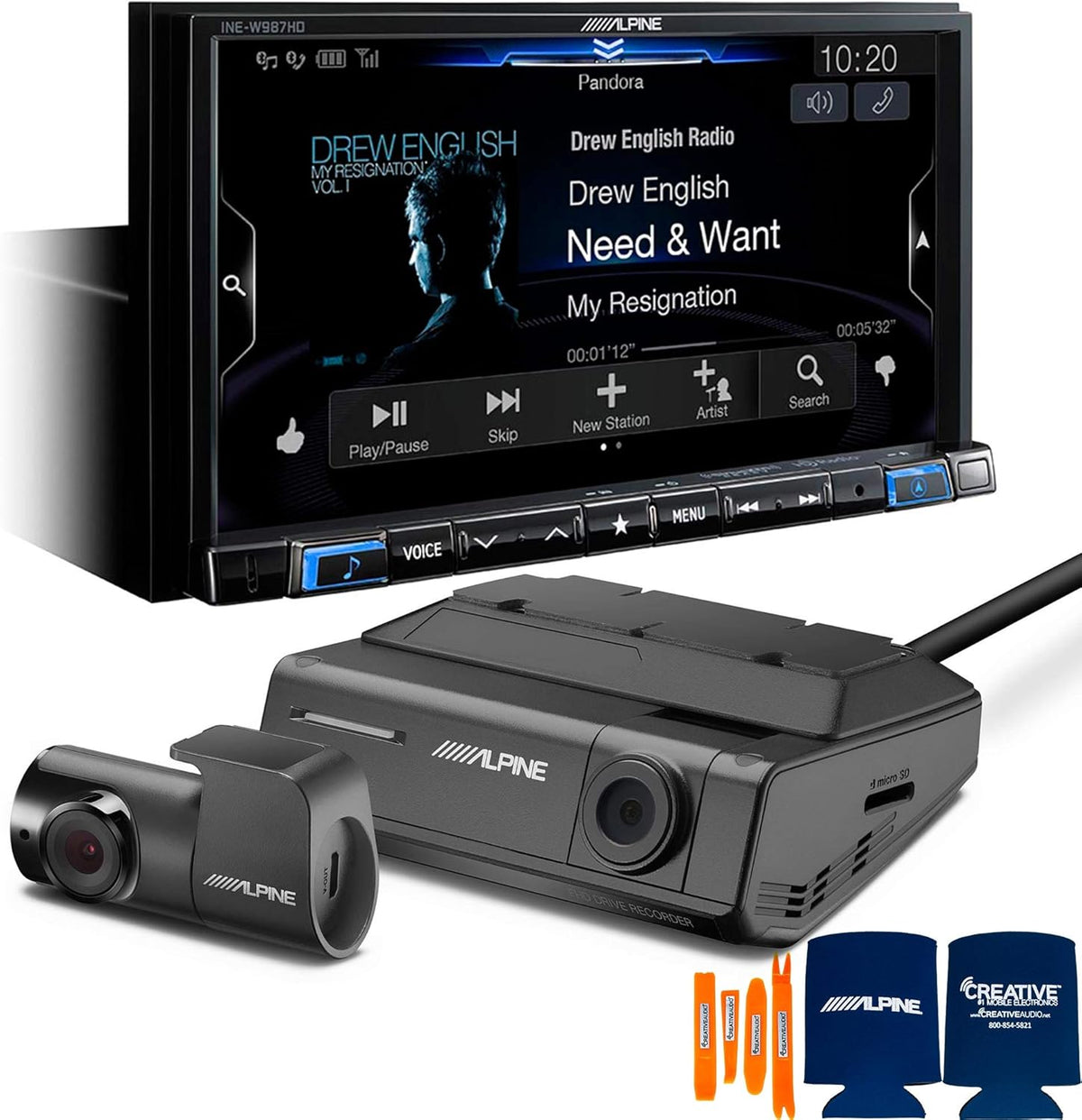 Digital Media Navigation Receiver with Windshield Mount Dashcam F897