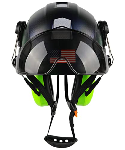 Safety Helmet Hard Hat with Visor and Ear Protection Adjustable Lightweight Vented ABS Work Helmet 6-Point Suspension W8317