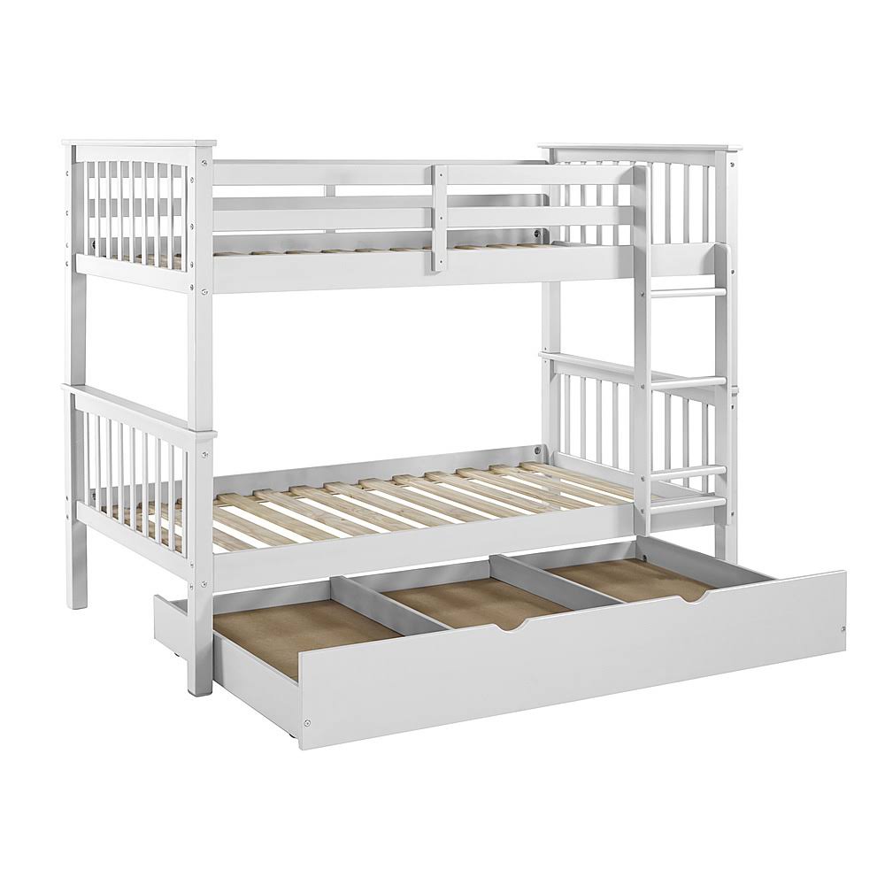 White Solid Wood Twin Trundle Bed G74625
