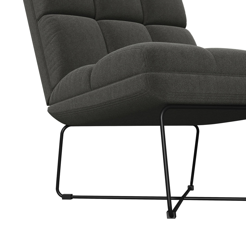 Turquoise Blue Armless Chair and Ottoman K278058