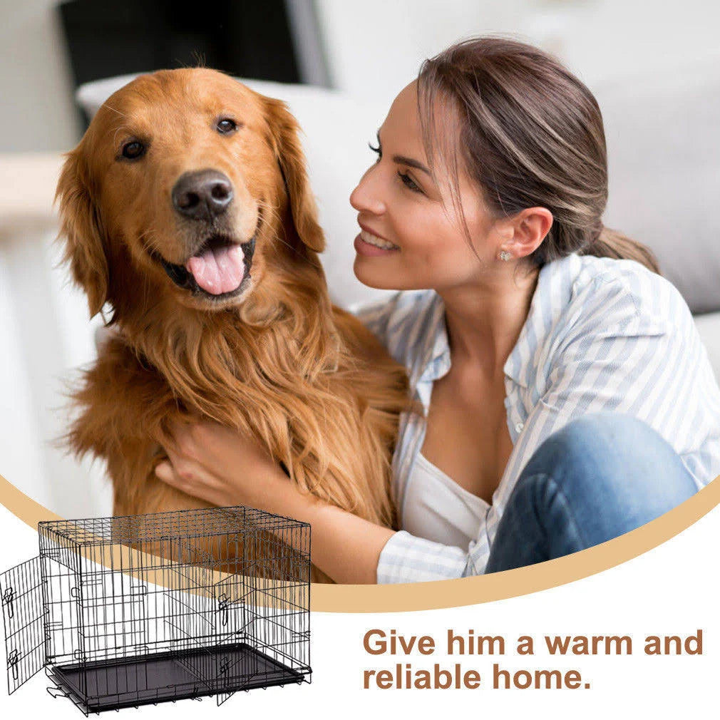 42x22 Pet Folding Dog Crate Kennel with ABS Tray B357