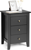 Black 3 Drawer Wooden Nightstand K6572