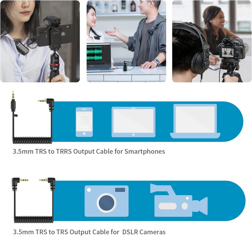 2.4GHz Wireless Dual Channel Cordless Lavalier Microphone System for Phone Camera U9309