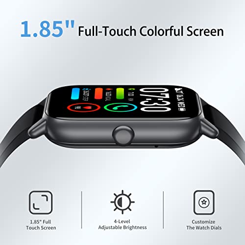 Black 1.85" Smart Watch with Heart Rate Monitor Y675746