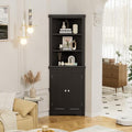 Corner Cabinet with 2 Barn Doors and 3 Shelves Freestanding Storage Cabinet (Espresso) K305